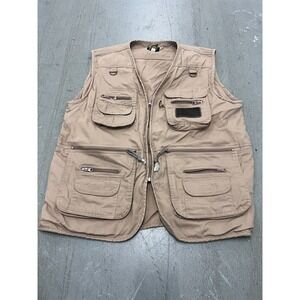 HQ Issue Vest Mens XL Khaki Multi-Pocket Utility Tactical Hunting Outdoor‎ Gear